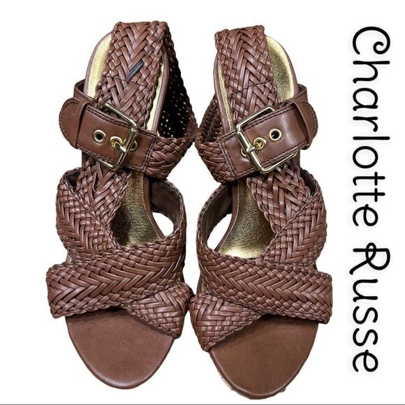 NEW Charlotte Russe SHASHA Brown Vegan Leather High Heel Sandal Pumps 6 - Picture 1 of 7